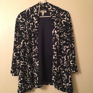 Blue and White Dress Barn Cardigan XL 3/4 Sleeves